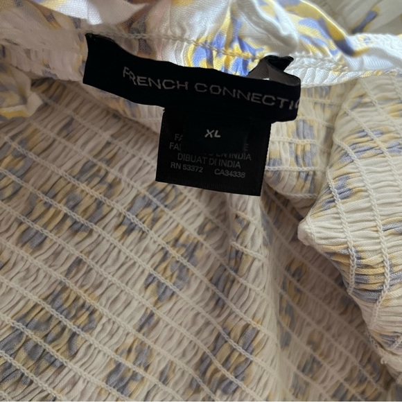 French Connection Square Neck Smock Top XL Floral Prairie Boho Western Flirty - Picture 11 of 12